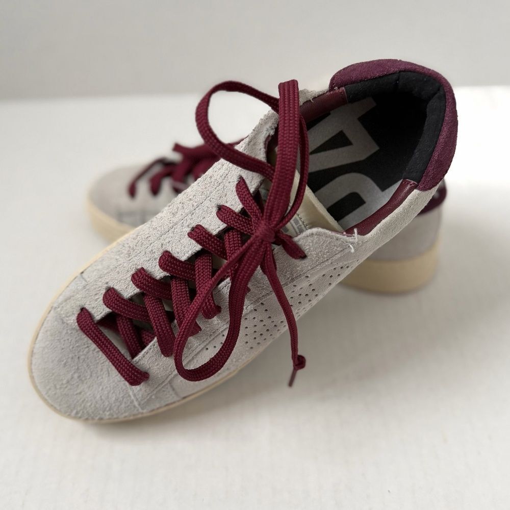 P448 Jack Suede Low Top Sneaker Shoes in Ice/Wine Size 37 (US 6.5-7)